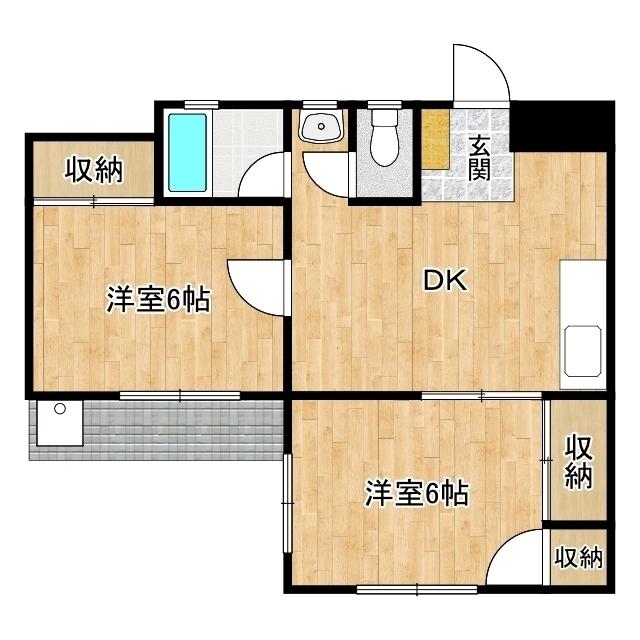 第二やまふじハイツ(2DK/1階)の間取り写真