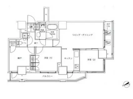 パークキューブ愛宕山タワー(2SLDK/11階)の間取り写真