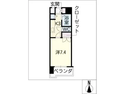 リエス伏見(1K/7階)の間取り写真