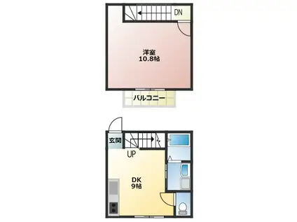 ウイング(1DK/1階)の間取り写真