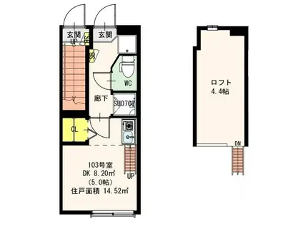 MIURA-I(ワンルーム/1階)の間取り写真