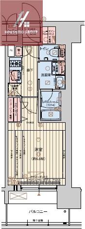 レオンヴァリエ長堀通(1K/6階)の間取り写真