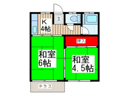 コトブキハウス(2K/1階)の間取り写真