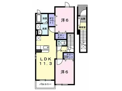 レガート西野 B(2LDK/2階)の間取り写真