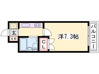 ジュネス姫路II(1K/2階)の間取り写真