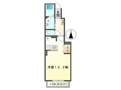 サフラン(1K/1階)の間取り写真