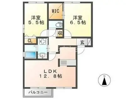 シャルムコート(2LDK/2階)の間取り写真