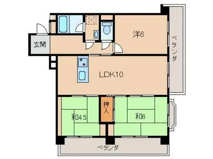 第2川端マンション(3LDK/1階)の間取り写真
