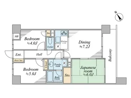 コスモ立川サングレイス(3DK/6階)の間取り写真