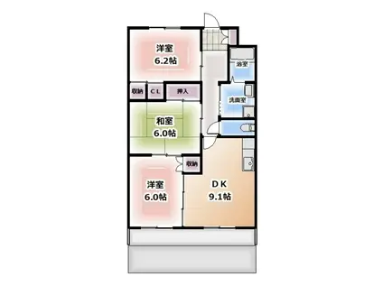 フローラ日の出(3DK/1階)の間取り写真