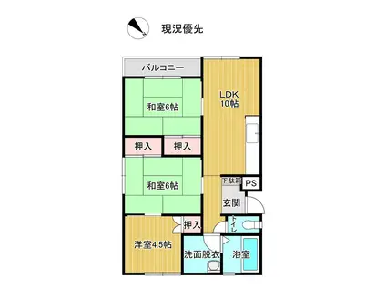 グランハイツ城西(3DK/1階)の間取り写真