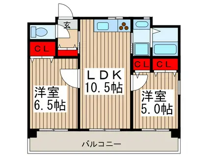 アコモード北原台(2LDK/3階)の間取り写真