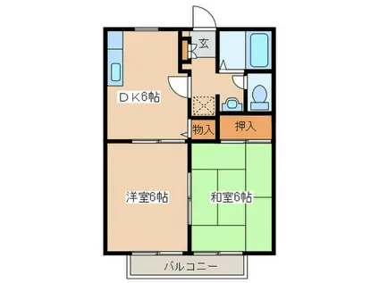 ライブIII(2DK/1階)の間取り写真