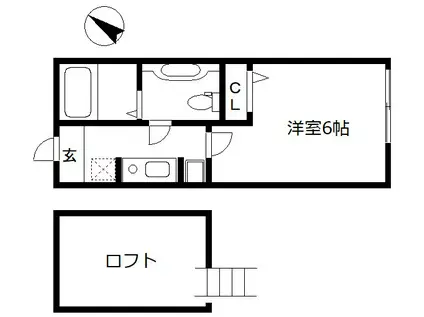 アザーレ新小岩(1K/2階)の間取り写真