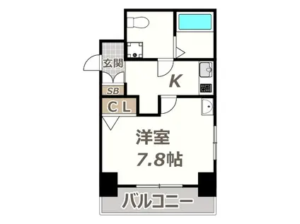 ブルービ-田辺駅前(1K/7階)の間取り写真