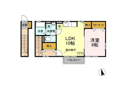ジェミニ(1LDK/2階)の間取り写真