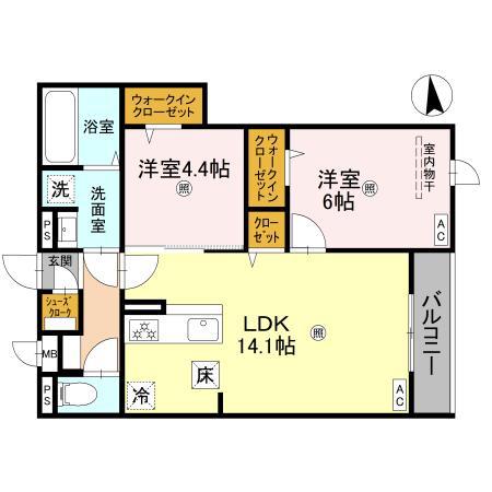 メゾン ド セリジエ(2LDK/1階)の間取り写真