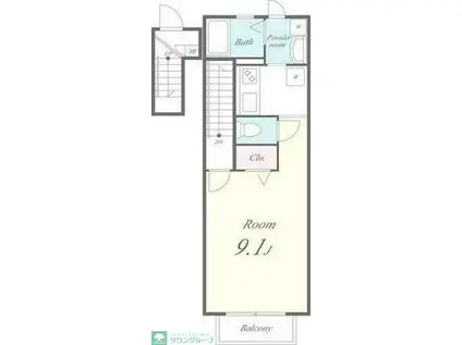 カーサコリーナ(1K/2階)の間取り写真