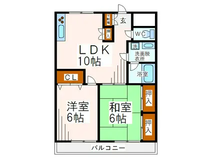 ユーハイム(2LDK/2階)の間取り写真