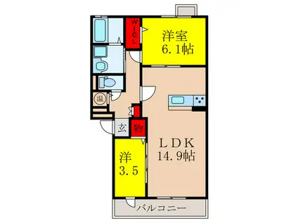 ベルデ大森II(2LDK/3階)の間取り写真