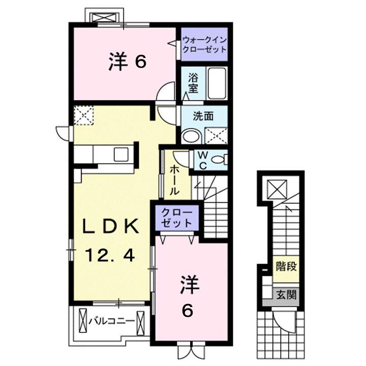 エレガントB(2LDK/2階)の間取り写真