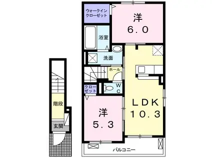 アルコ イーリス I(2LDK/2階)の間取り写真