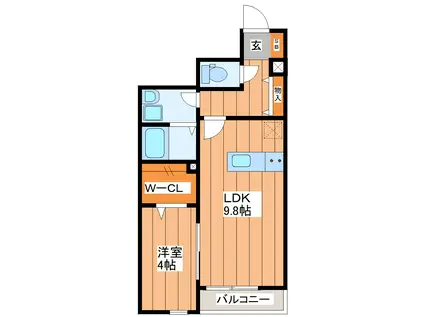 ピュアランド福室(1LDK/1階)の間取り写真