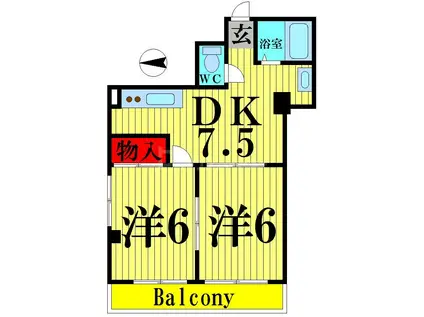 プレジデントハイム(2DK/2階)の間取り写真
