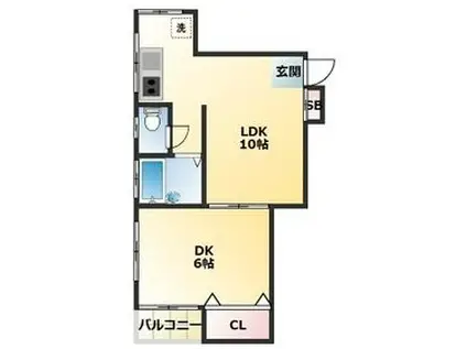 則竹ビルディング(1LDK/5階)の間取り写真