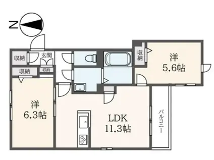 カーサ アゼリア(2LDK/1階)の間取り写真