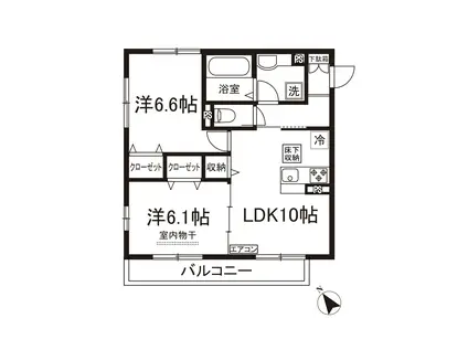 デスモ スペース(2LDK/1階)の間取り写真