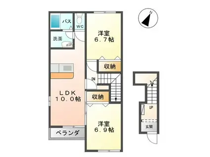 メルヴェール(2LDK/2階)の間取り写真