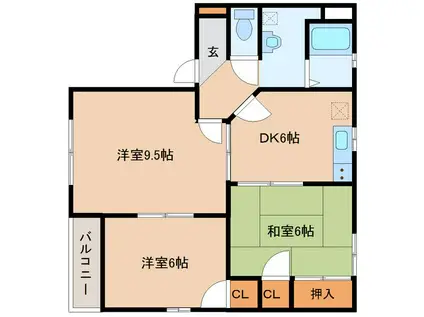 ディアスヒメノ(3DK/2階)の間取り写真