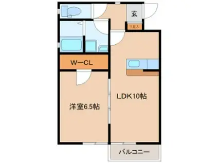 アヴェニールシラハギ(1LDK/2階)の間取り写真