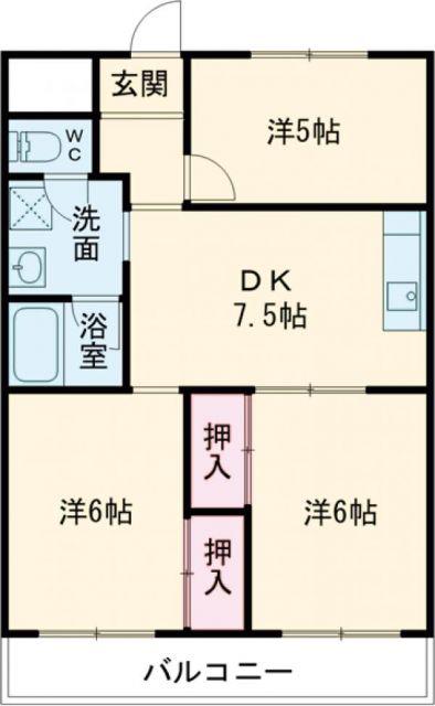 サニーサイド竹野(3DK/2階)の間取り写真