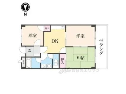 TWINAVENUEB棟(3DK/4階)の間取り写真