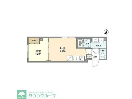 ウェルスクエア森下(1LDK/2階)の間取り写真