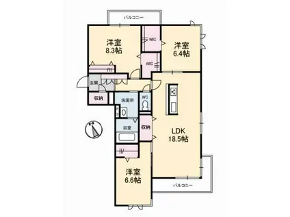 ノーヴァグレイス(3LDK/3階)の間取り写真