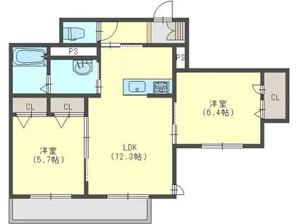 シャーメゾンエスペランサ(2LDK/1階)の間取り写真