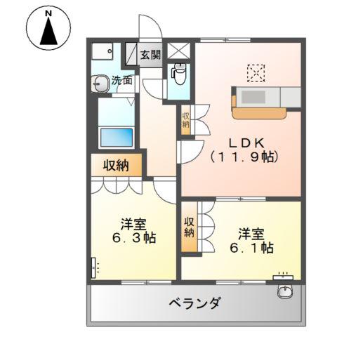 アルファ(2LDK/1階)の間取り写真