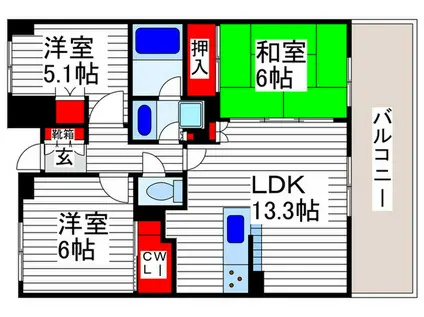 リーデンススクエア石神井台(3LDK/3階)の間取り写真