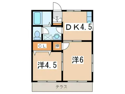 ゴールドスター(2DK/1階)の間取り写真