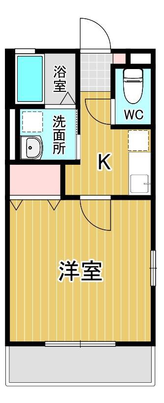 エーブルA棟(1K/2階)の間取り写真