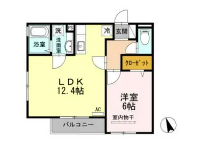 リベルテ大森(1LDK/3階)の間取り写真