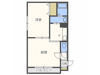 グランメール康友館(1LDK/3階)の間取り写真