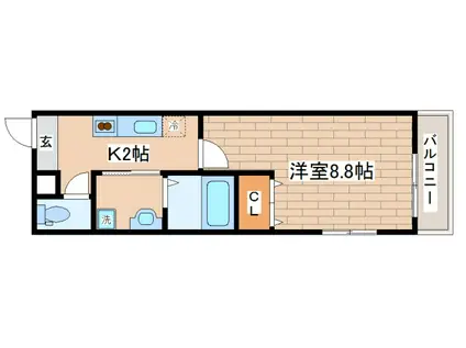 フジパレス東灘II番館(1K/2階)の間取り写真