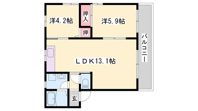 ハイツK2(2LDK/2階)の間取り写真