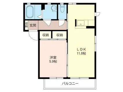 タウンヒル小柴E棟(1LDK/2階)の間取り写真