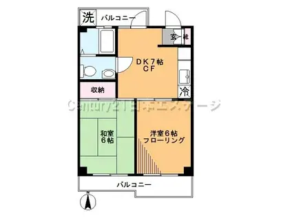 サンハイツ松野(2DK/3階)の間取り写真