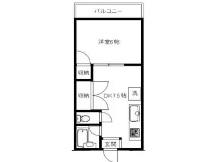 ホソノカーサ2(1DK/2階)の間取り写真